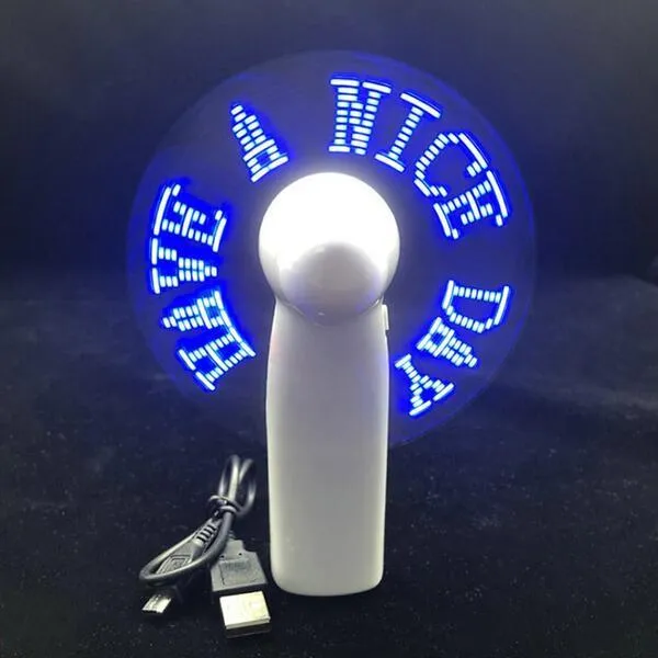 Novo mini portátil Handy Mensagem Personalizada Bateria Fan Programável LED Display Handheld Elétrica Fan