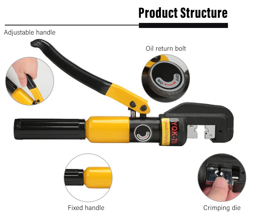 YQK - 70 Hydraulic Pressure Clamping Pliers Kit with Dies Steel Cutter Power Tool 