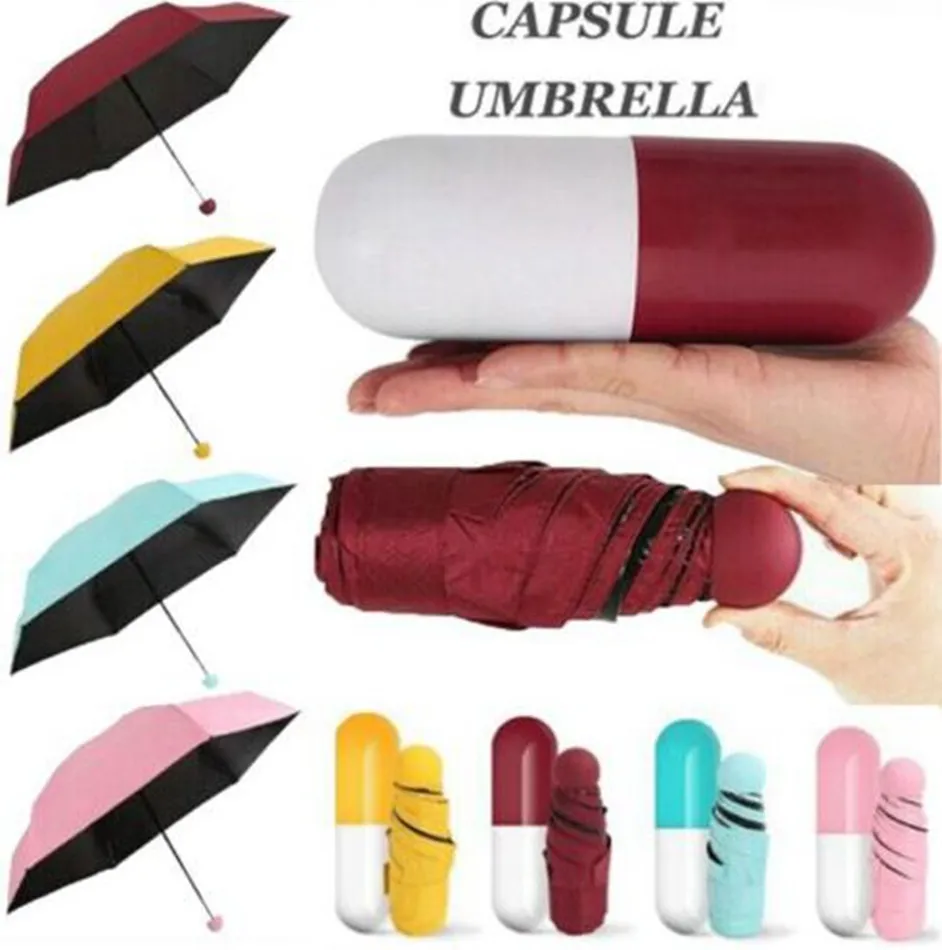 Mini Pocket Size Umbrella Anti UV Mini Capsule Umbrella Windproof Folding Umbrellas Rain Pocket Umbrella 4 colors KKA7177-1