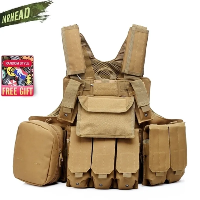 Outdoor CS Colete Equipamento Militar 600D Nylon Camuflagem Camuflagem Caça Tático Vest Molle Coll Molle Combate Placa de Assalto Transportadora Colete 201214