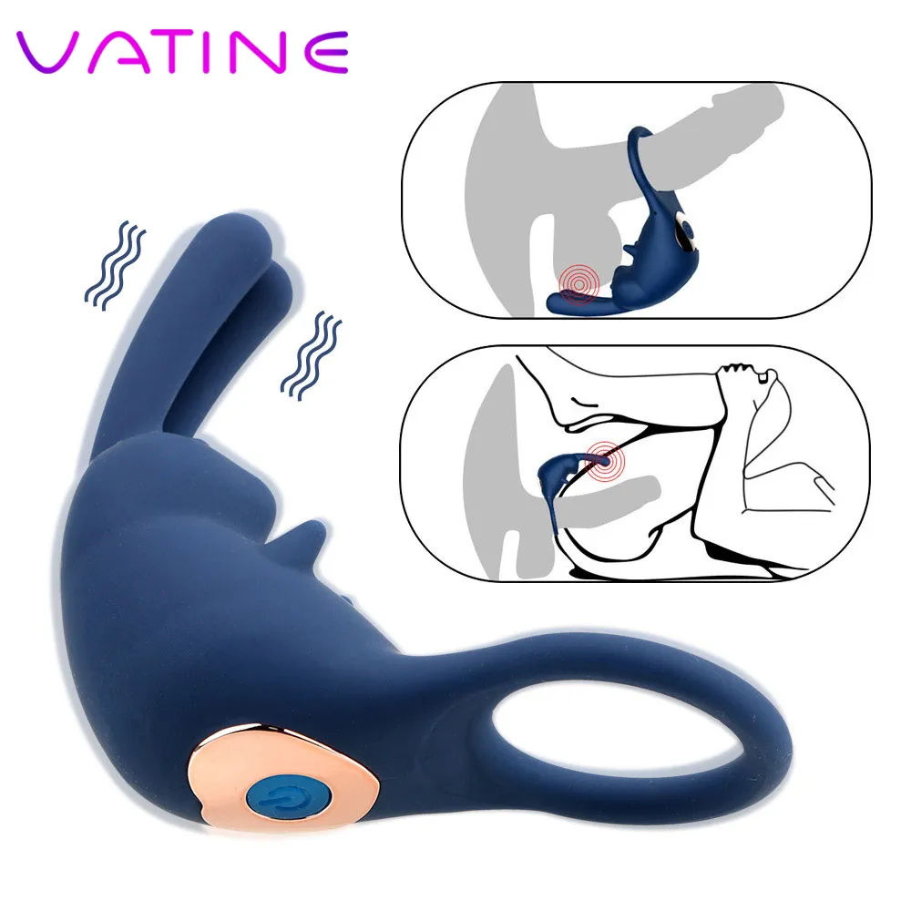 Vatine 10 Snelheden Clitoris Stimulatie Stimulator Vibrator Sexy Speelgoed Voor Mannen Paar Vertraging Ejaculatie Penis Ring Vibrerende Cock Ringen