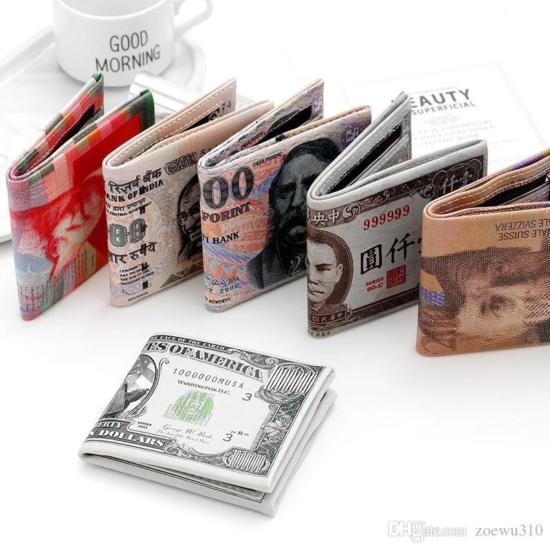 Foldable Short Paper Wallet Crypto With Creative Money Printing