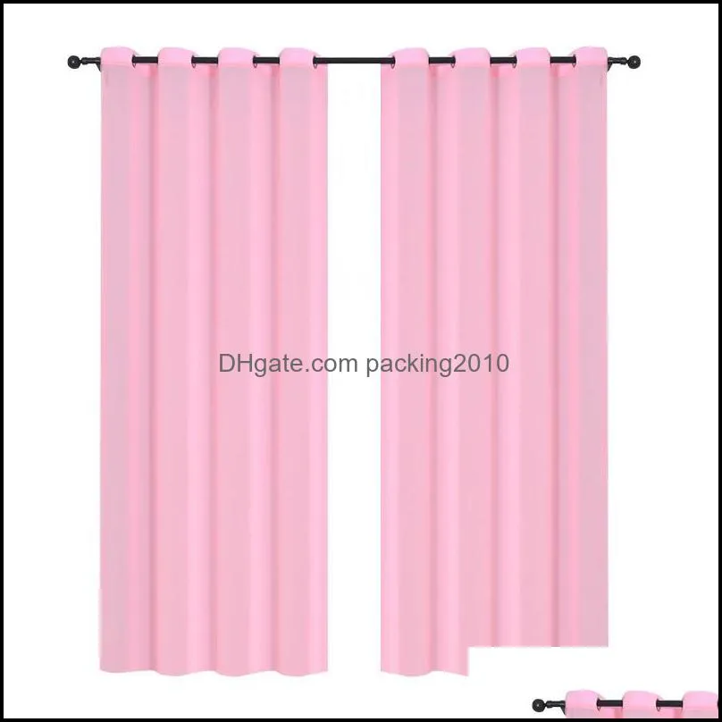 Curtain & Drapes Festnight 2PCS 265*140cm Solid Color Curtains Polyester Fiber Grommet Light Filtering Casual Textured Privacy
