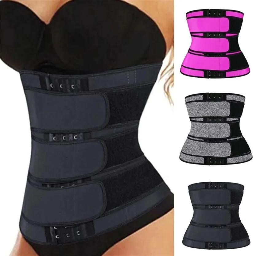 3 Belt Waist Trainer Corset Neoprene Sweat BodyShaper Women Slimming Sheath Reducing Curve Shaper Workout Trimmer 220125