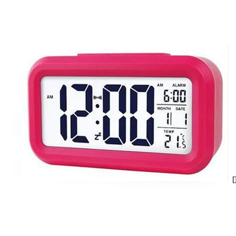 Digital väckarklocka LED elektronisk digital skärm skrivbordsklockor för hem kontorsbordsbyggnad snooze mute data kalender zzf13589