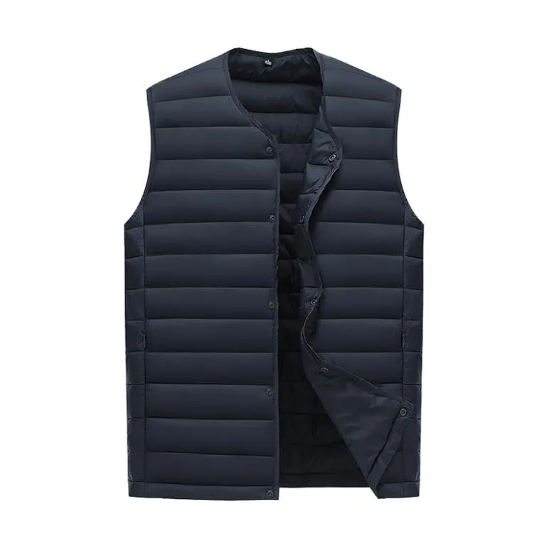 Bomull Down Vest Men Vinter Slim Andningsbar Ultra Tunn Vest Mens Solid Svart Ultra Light Vest För Män Gratis Frakt