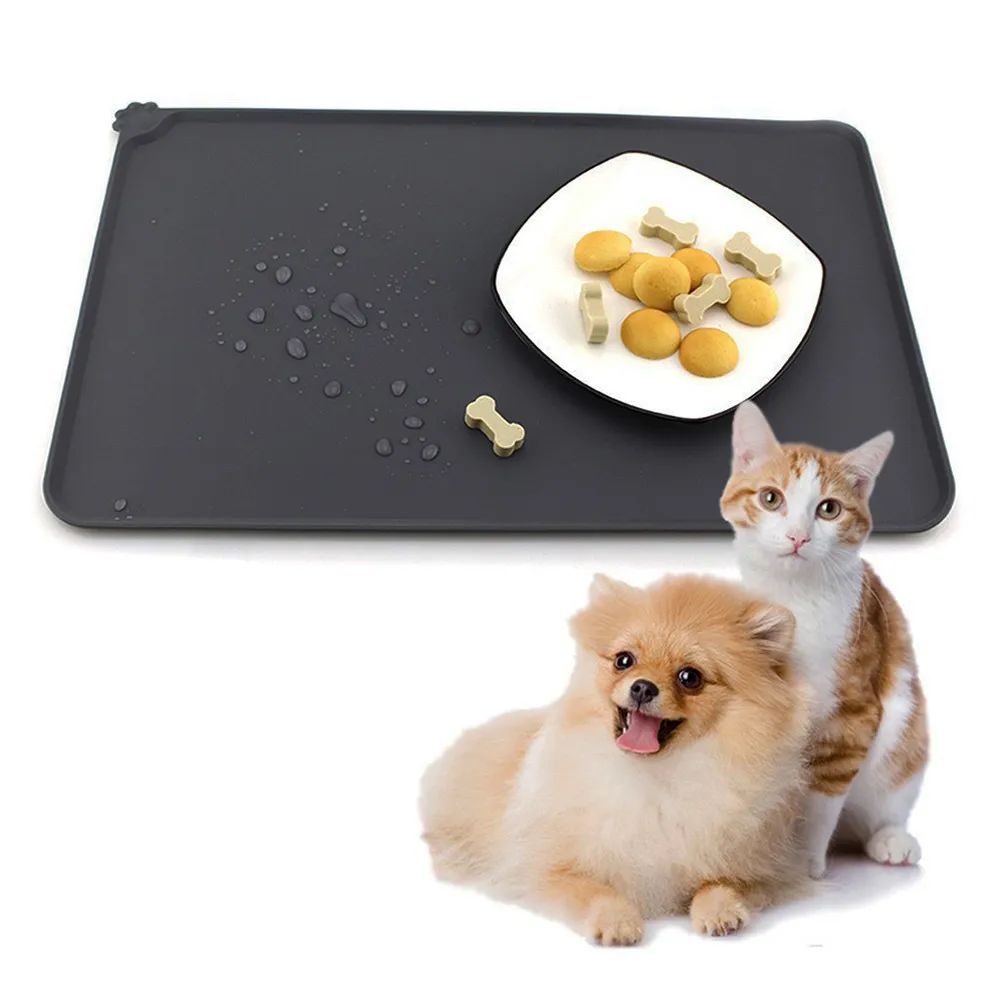 Silicone Pet Feeding Mat, Dog and Cat Waterproof Anti-Slip Placemat, Pet  Food and Water Feeding Mats Raised Edges to Prevent Spills, Pet Food Tray  to Stop Food and Water Bowl Messes on