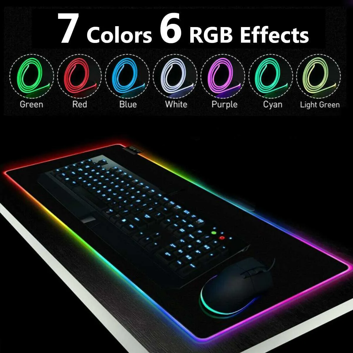 الألعاب RGB LED لوحة الماوس لينة من المطاط USB سلكية الإضاءة الملونة ماوس الفأر مضيئة نقاط لوحة المفاتيح الفئران محمول حصيرة جهاز الحاسوب LJ201031