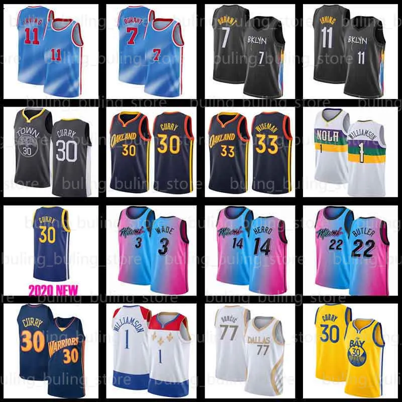 Brooklyn Nets Miami Heat Curry Jerseys 30 Stephen 33 Wiseman Kyrie Kevin 7 Durant 11 Irving 2021 New Basketball Jerseys Dwyane 3 Wade Tyler Jimmy Herro Butler