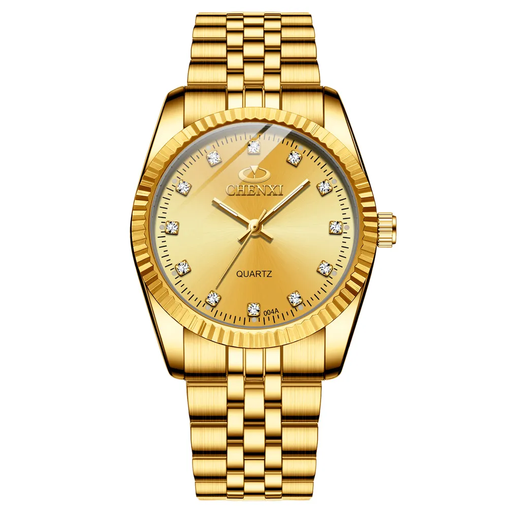 Mode Luxus Männer Frauen Uhr Gold Blau Quarz Armbanduhr Edelstahl Paare Uhr Lässige Wasserdichte Herren Uhren