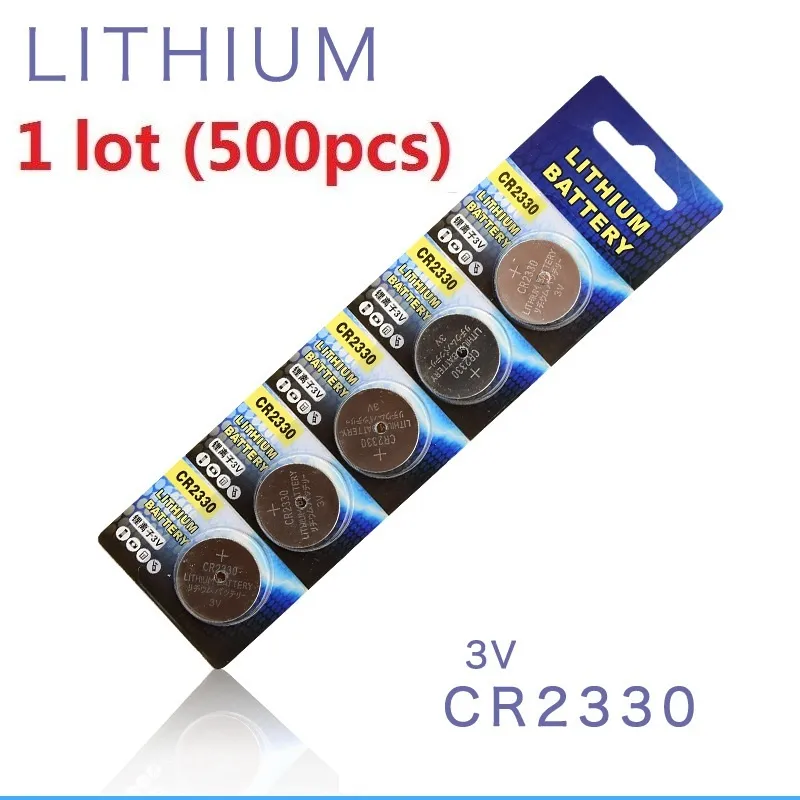 500 unids 1 lote baterías CR2330 3V Litio Li Ion Butter Battery CR 2330 3 voltios Moneda de ion