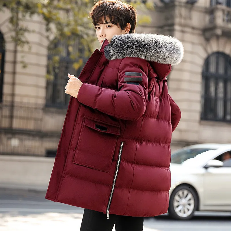 Winter Parka Jacket Men Winter Fur Collar Hood Jacket Thick Cotton Padded Puffer Jacket Outdoor Coat Men Warm Parkas Coat 201203