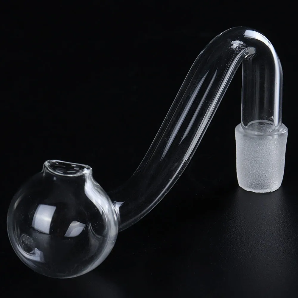 Clear 10mm Male Joint Thick Pyrex Glass Oil Burner Pipe Tobacco Bent Bowl Hookahs Adapter Bong Pipes Smoking Shisha Tube Smoke Pipe Nail Burning Jumbo Accessories