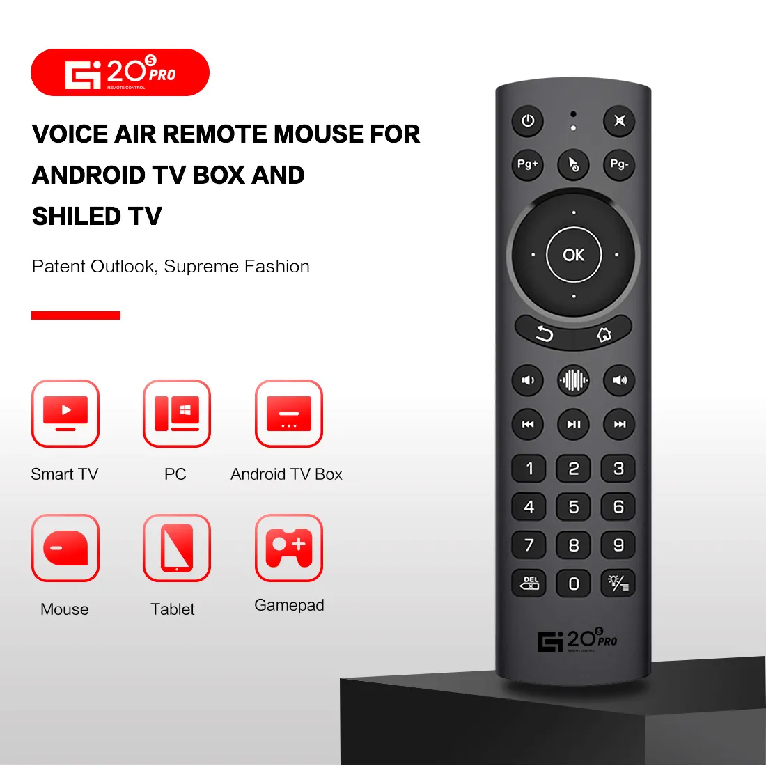 Telecomandi G20S Pro Voice Giroscopio Smart Air Mouse retroilluminato Apprendimento IR Telecomando Google Assistant per X96 MAX Android TV BOX