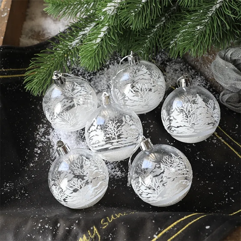 6 pcs 8cm Natal grande árvore decorações bolas bauble xmas festa pendurado esfera transparente ornamentos decoração de Natal Nova lágrima 20118