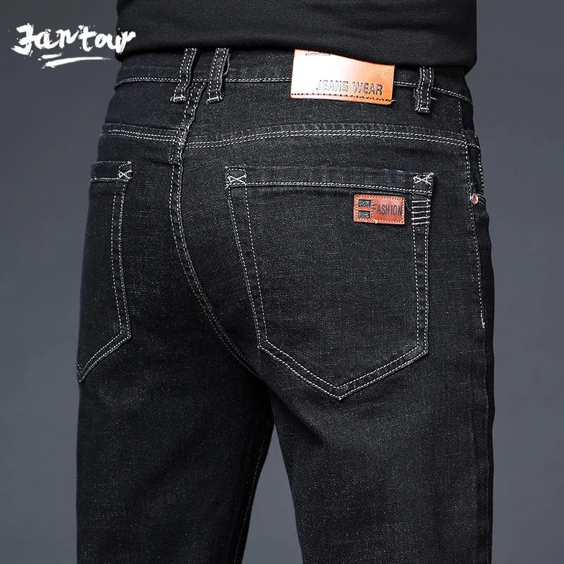 Moda Moda Business Calças de Jeans Clássico Estiramento Casual Calças De Jean Marca Marca Denim Calças Preto Calça Big Grande tamanho 28-40