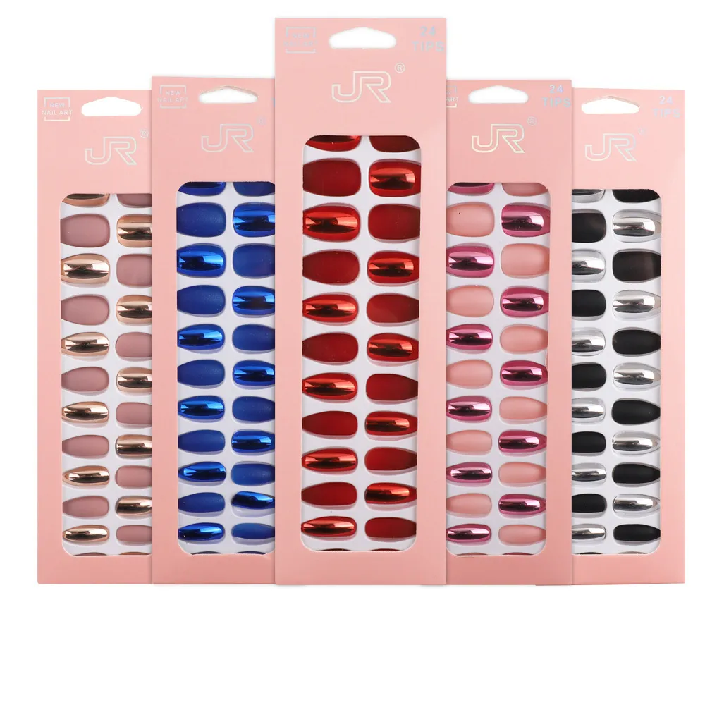 24pcs Stunning Designs False Nails ABS Resin Fake Nail Set Full Manicure Art Tips