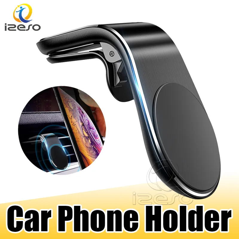 Supporto magnetico per telefono da auto Supporto per presa d'aria a forma di L Supporto per telefono cellulare GPS per auto per iPhone 12 Samsung Smart Phone izeso