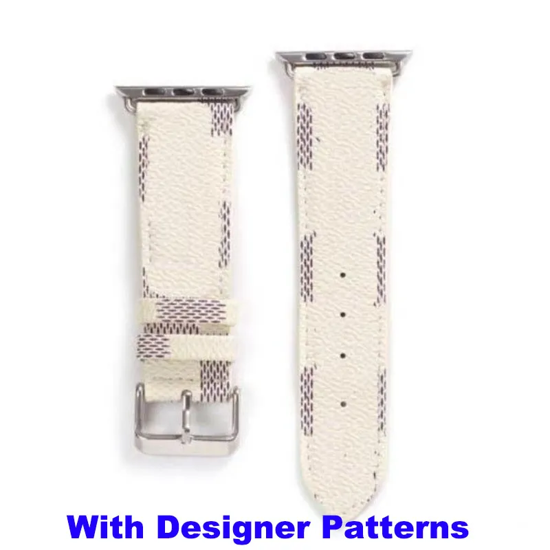 Top Designer Straps Gift Watchbands pour Apple Watch Band 45mm 42mm 38mm 40mm 44mm bandes Bracelet en cuir Bracelet Fashion L Flower White Square Wristband iwatch 8 7 6 5 4 SE