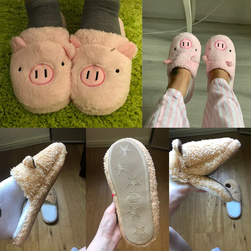 Vente chaude-Nouveau hiver femmes pantoufles maison chaussures pour femmes Chinelos Pantufas Adulto mode belle ours cochon intérieur maison pantoufles avec fourrure