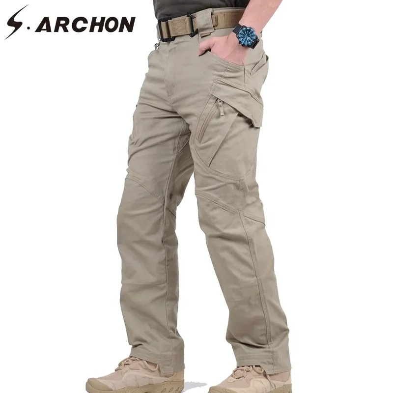 S.Archon Ix9 Cidade Militar Militar Tactical Carga Calças Homens Swat Combat Exército Calças Masculinas Casual Muitos Bolsos Estiramento Calças de Algodão XXXL 201027