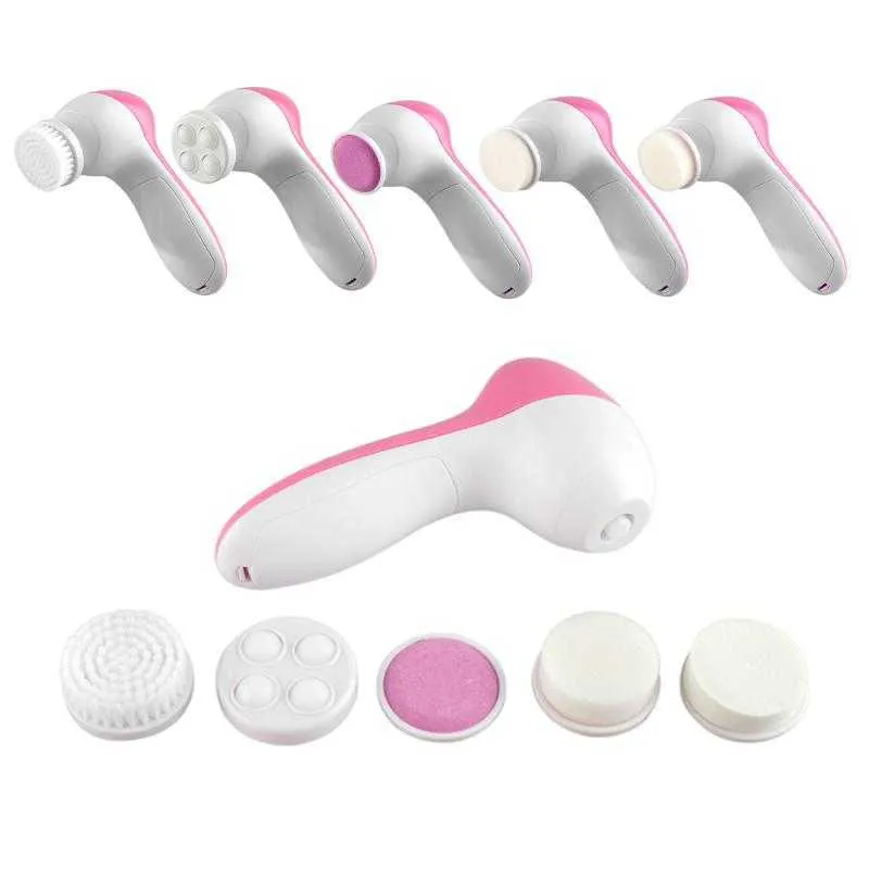 5 In 1 Beauty Care Massager Electric Facial Cleaner Facial Brush Skin Care Beauty Care Face Cleaner Scrubber Cleaning Brush 0601068