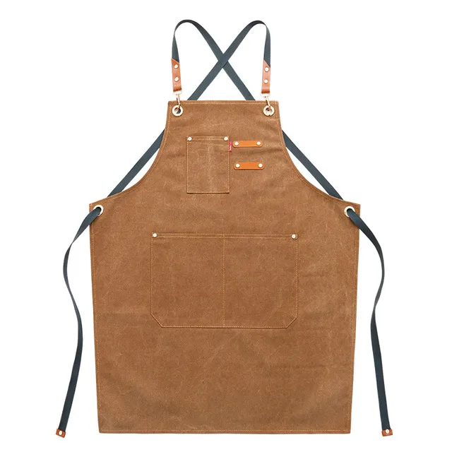 Mode Canvas Keuken Schorten voor Vrouw Mannen Chef Werk Schort voor Grill Restaurant Bar Shop Cafes Schoonheid Nagels Studios Uniform237F