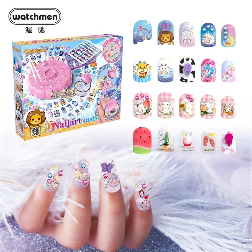 Nail Art DIY Fashion Toy Safe Kids Makeup Set Box Princess Beauty Pretend Play Toys For Girl Toys Adults Younger 2020 New LJ201009