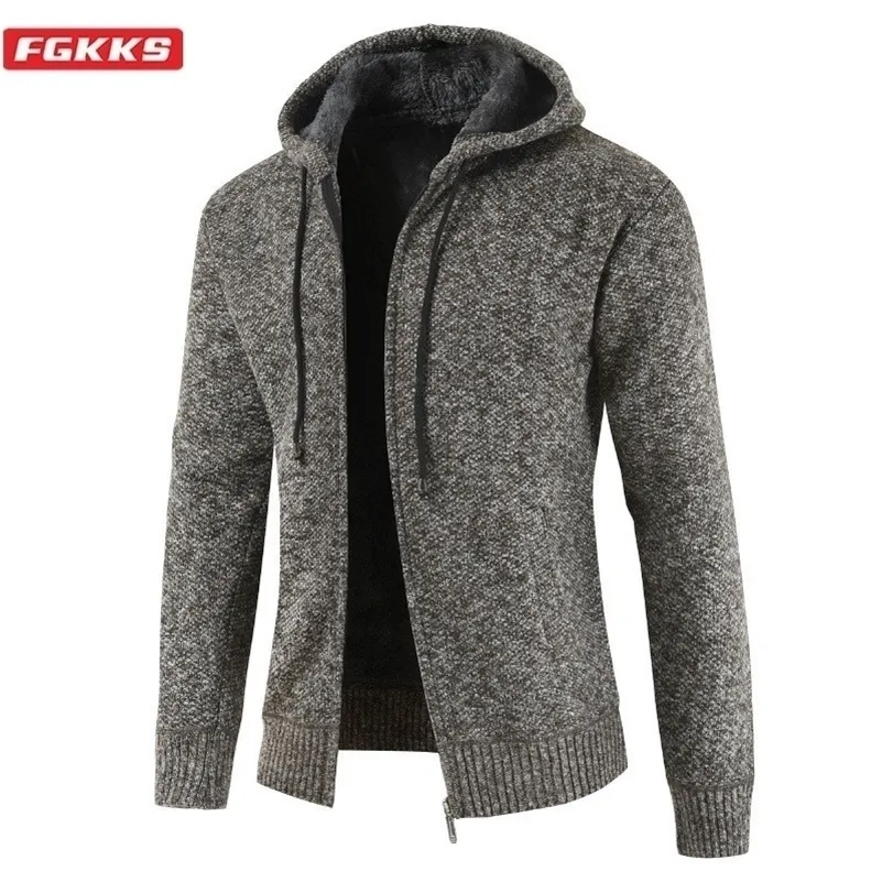 FGKKS Marca Uomo Maglioni con cappuccio Cappotto Maglione moda uomo di alta qualità Inverno Nuovo fiore Fleece Maglioni casual spessi Maschile 201118