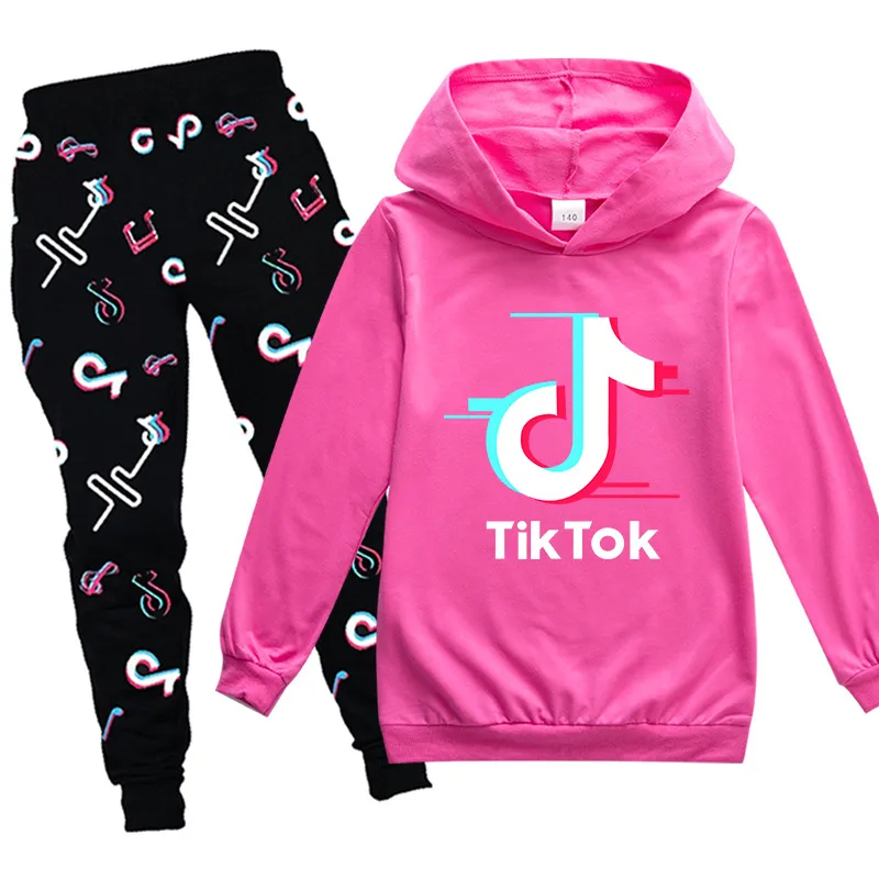 Teen Kids Tik Tok Hoodies Sets Tracksuit Sweatshirt Suit Hoodie