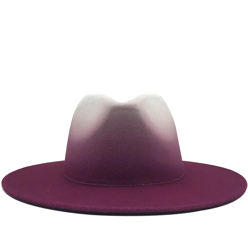 Vintage Frauen Männer Wolle Filz Trilby Fedora Hats Gentleman Wide BriM Elegante Verlauf für Lady Winter Jazz Cowboy Mützen