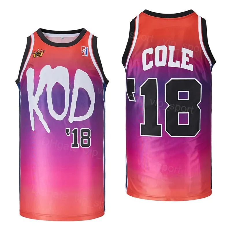 J Cole Kod 2024 Basketball Jersey Movie 18 Hip Hop Sports Breathable Uniform Red