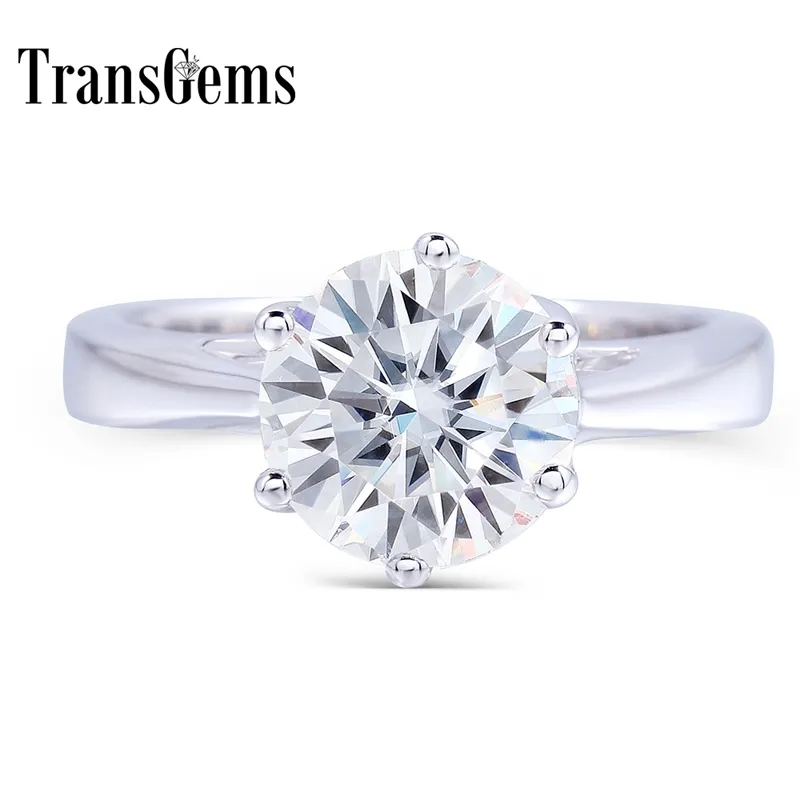 Transgems 2 CT CT 8mm Engagement Bröllop Moissanite Ring Lab Vuxen Diamantring för kvinnor i 925 Sterling Silver för Kvinnor Y200620