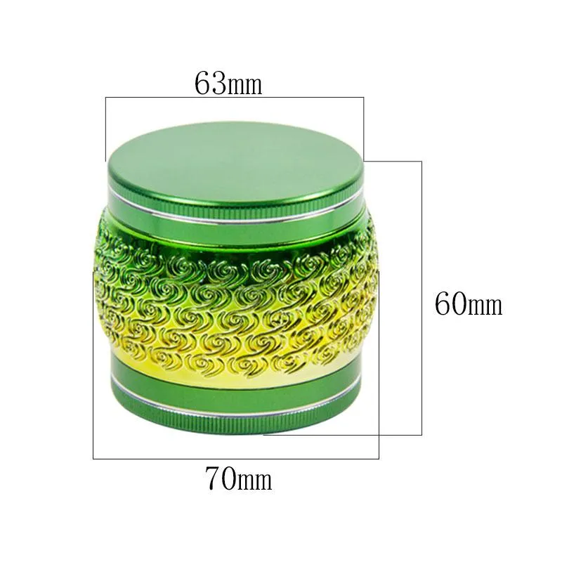 Drum Metal Grinders For Smoking Tobacco Crush Zinc Alloy 4 Layers Auspicious Clouds Carving