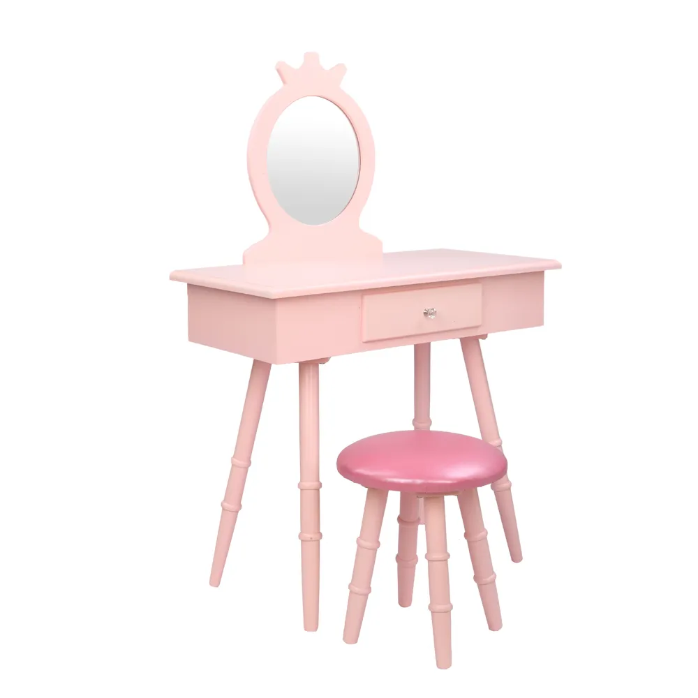 WACO Kids Eitelkeit Tisch und Stuhl, Pretend Play Vanity Set mit Spiegel, Make-up-Ankleide-Tisch-Set mit Schubladenzubehör für Mädchen Dreamland