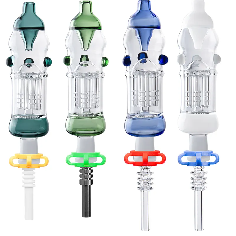 Headshop214 NC021 Hookah 6 팔 트리 퍼크 흡연 파이프 14mm 티타늄 쿼츠 세라믹 네일 프로 플러스 유리 물 봉 농축 버버 파이프