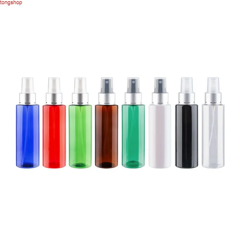 120ml X 12 Flat Shoulder Plastic Spray Pump Bottles With Silver Aluminum Screw Collar 120cc Empty Perfume Bottle Personal Caregood qualtity