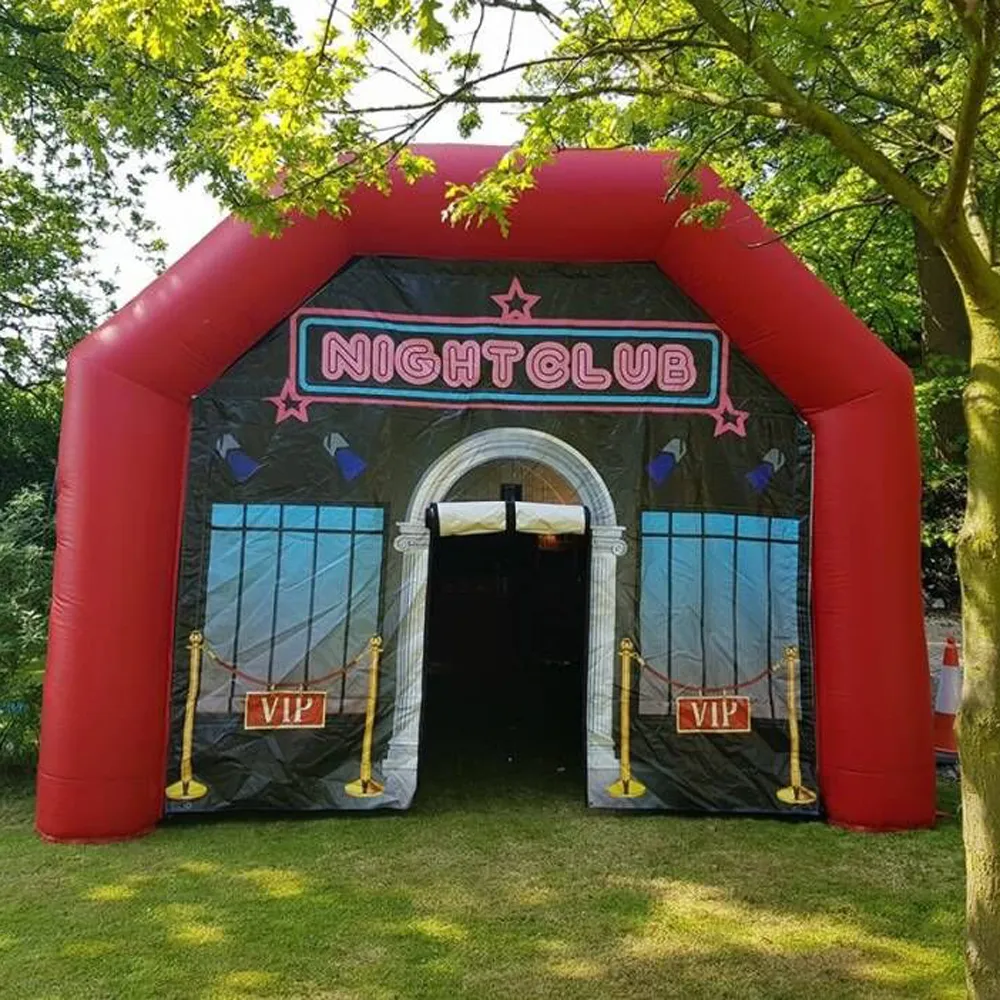 Tenda da discoteca gonfiabile rossa su misura 6x4,5 metri Air House Bar per adulti night club pub per eventi di festa
