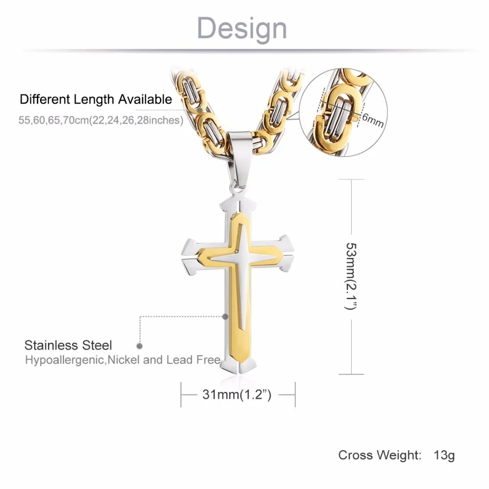 Mens Byzantine Chain Pendant Mens Gold Cross Necklace 3 Mens Byzantine Chain Pendant Mens Gold Cross Necklace 3