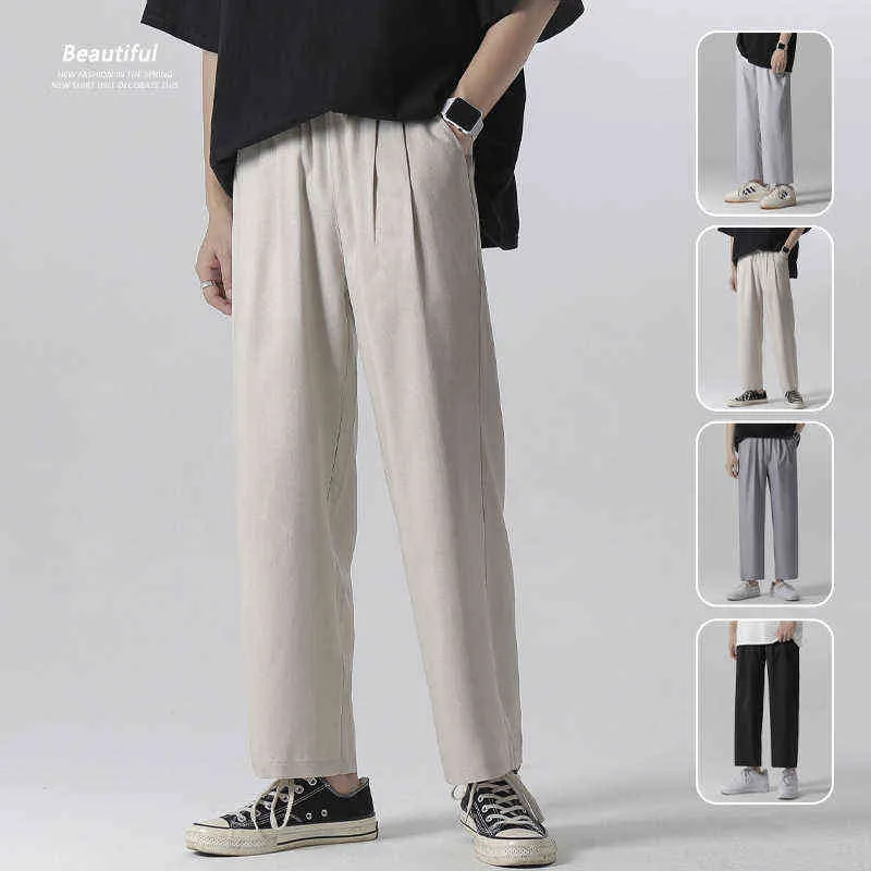 Summer Men's Khaki Pants Large Size Straight Fit Big Sizes 3XL Side Pockets Wide Leg Cotton Black Cargo Pants Work Trousers Male H1223