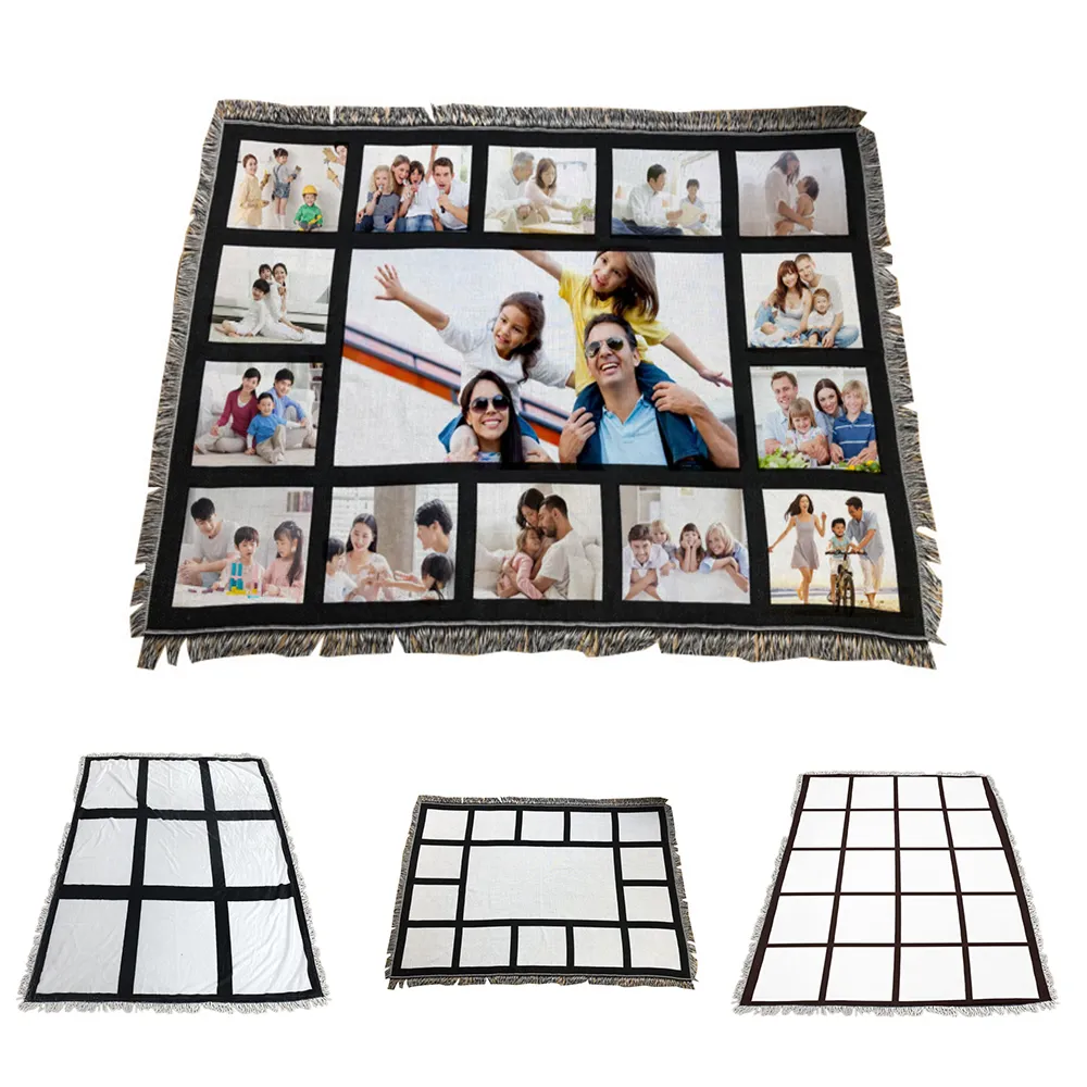 Sublimation Blanks Throw Blanket For Heat Press Baby Printed Blanket 9 15  20 Grids Blankets DIY New Year Gift 125*150cm w-00576