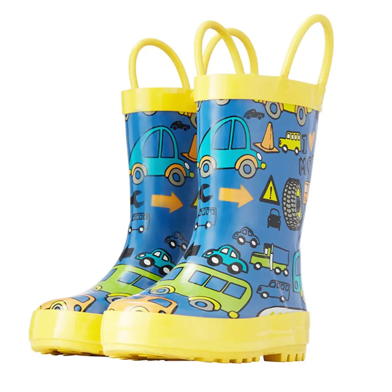 Rain boots for kid waterproof non-slip Rubber high quality PVC Car design High quality Boys and Girls