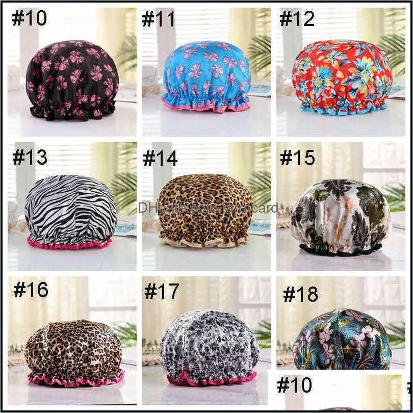 Double Waterproof Shower Cap Kitchen Makeup Hood Shampoo Bath Thickening Fine Workmanship Solid Color Stylish Beautiful Colorful