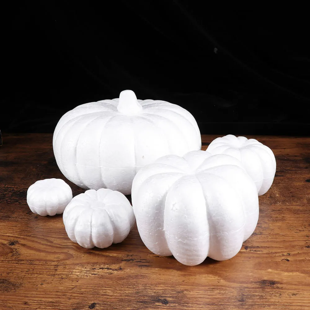 6pcs Artificial Small Pumpkins Realistic Fake Pumpkin DIY Craft Thanksgiving Party Decoration for Halloween Fall Harvest (White) Y201006