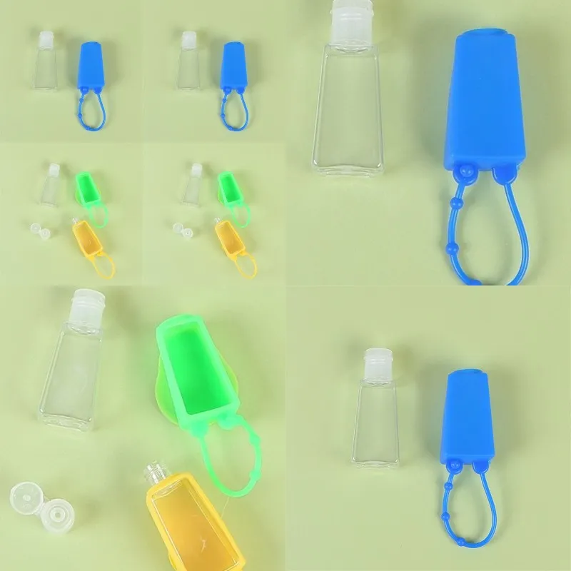 Tipo sospeso Confezione Sottobottiglie Plastica trasparente Disinfettante per le mani vuoto Contenitori di stoccaggio Coperchio in silicone Bottiglia di liquido 30ml 0 95hs E19