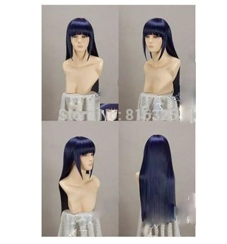 Narutos Shippuden Hinata Hyuga Blue&Black Mixed Cosplay Wig 80cm