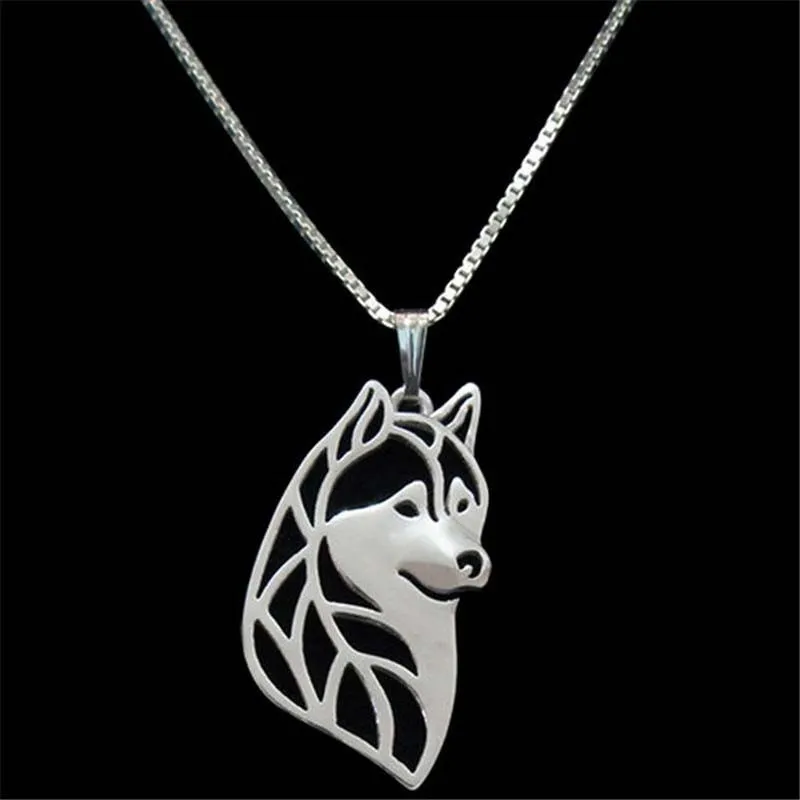 2020 meilleure vente chaîne colliers alliage Animal chien pendentif Husky argent plaqué collier mode bijoux en gros approvisionnement