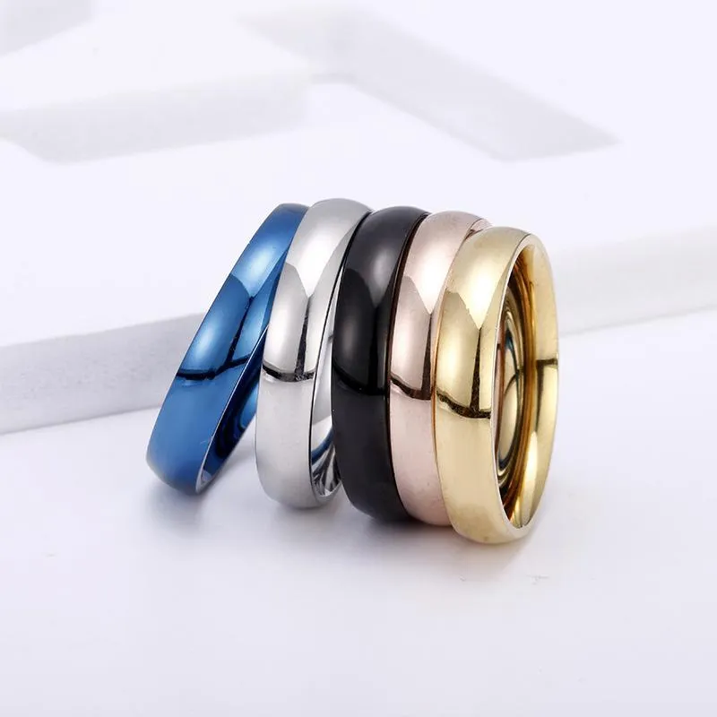 Cluster-Ringe, klassisch, abgeschrägt, glatt, für Männer, Breite 4 mm, einfacher Edelstahl-Finger für Schmuck, Geschenk, 5 Farben, Größe 5–13