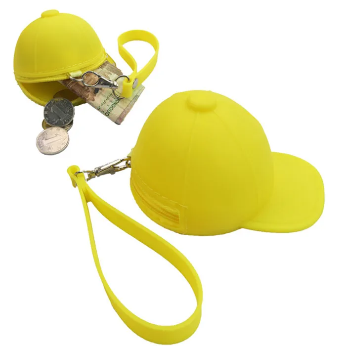 Sevimli Sikke Çantalar Karikatür Şeker Renk Cüzdan Beyzbol Şapkası Sikke Çantası Mini Şapka Anahtar Silikon Kadın Değişim El Çantası CCA3126