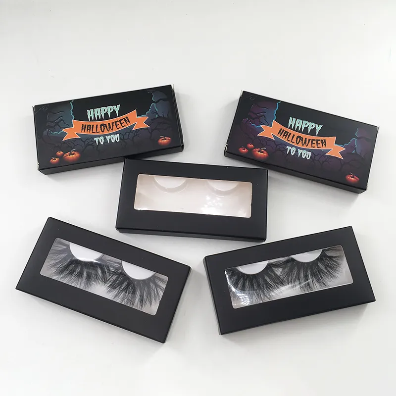 Halloween Lash Box Boîte En Carton Souple En Gros LOGO Personnalisé Boîte Vide Cils Paquet Livraison Gratuite Cils Paquet